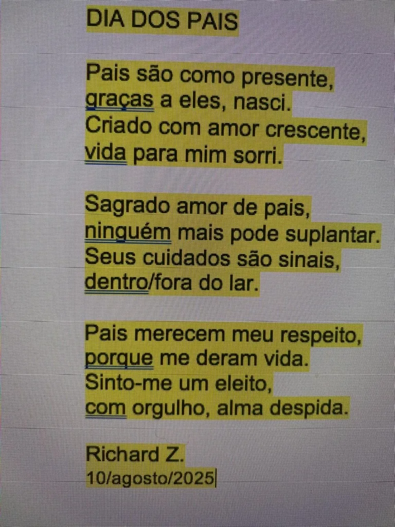 Quero expressar aqui meus parabéns aos pais!