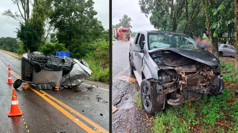 Acidente frontal vitima 2 pessoas de Dois Vizinhos e uma de São Jorge D´Oeste
