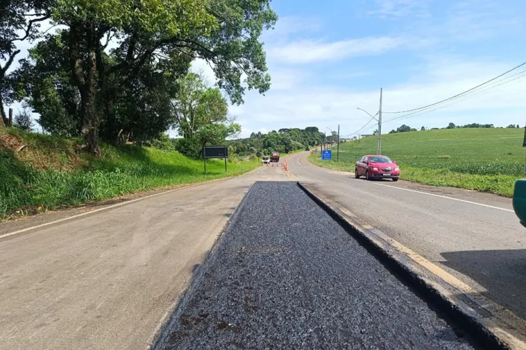 DER/PR executa serviços na PR-180 entre Marmeleiro e Santa Catarina