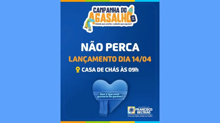 Dia 14 de abril, o lançamento da Campanha do Agasalho