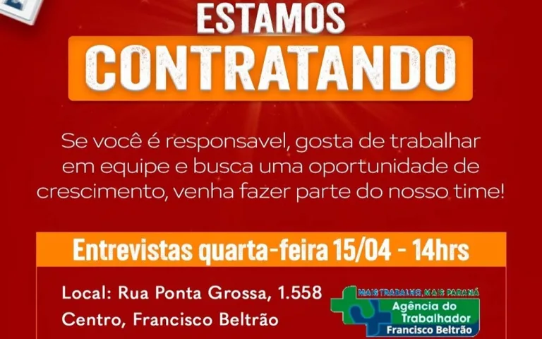 Entrevista para várias vagas em rede de Supermercados de Beltrão