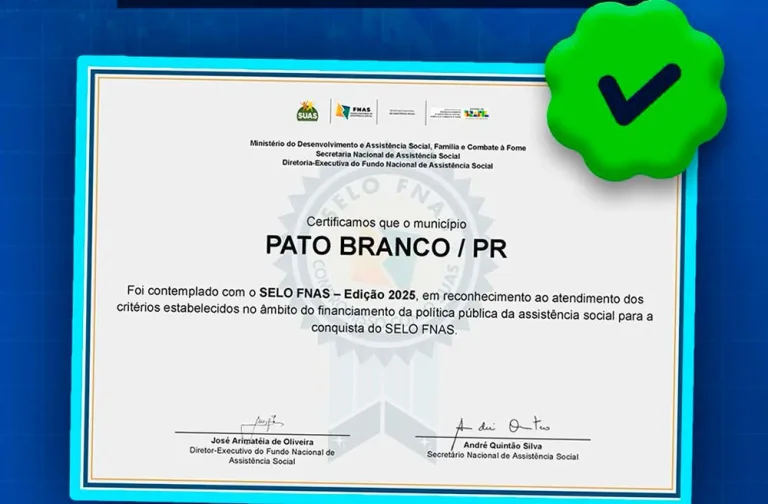 Prefeitura de Pato Branco conquista selo nacional em assistência social